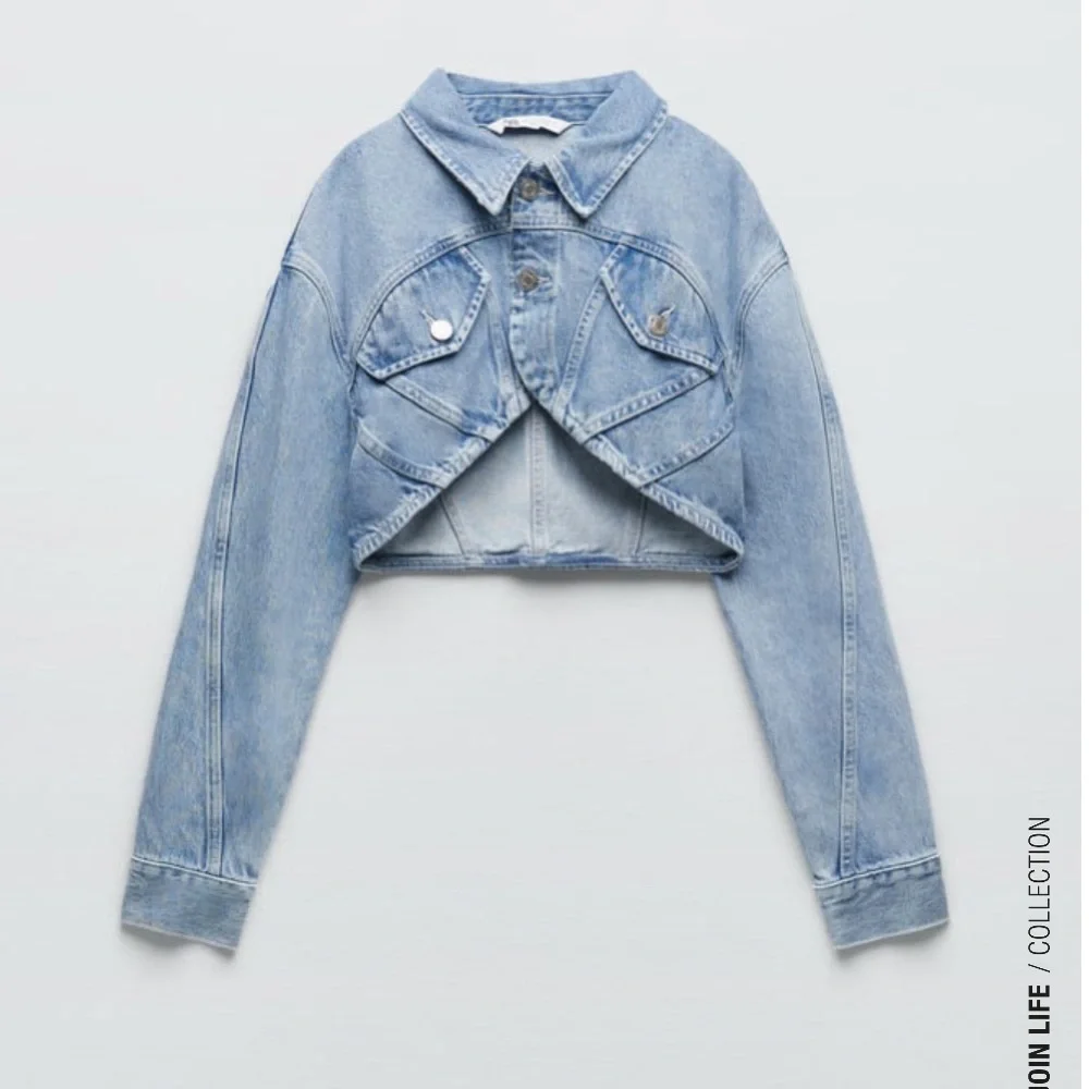 ZARA Cropped Denim Jean Jacket Size M BNWT - Picture 13 of 14